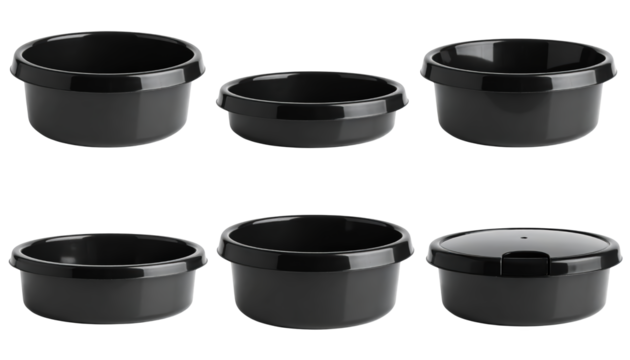 Four sleek black glass cups, a modern and elegant addition to your drinkware collection