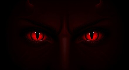 Glowing Red Eyes in Darkness: A Devilish Gaze