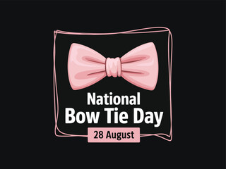 National Bow Tie Day Celebration with Pink Bowtie Illustration on Black Background