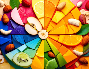 Vibrant Rainbow Fruit Arrangement with Almonds