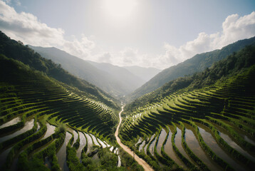 A path intersects Terraces fields