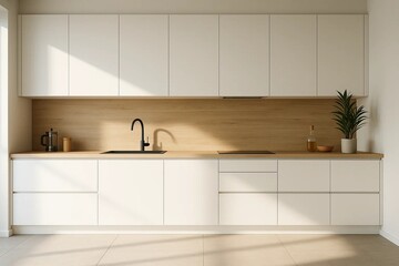 Modern kitchen with white cabinets