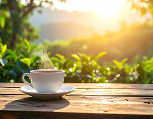 Warm Cup of Tea at Sunrise
