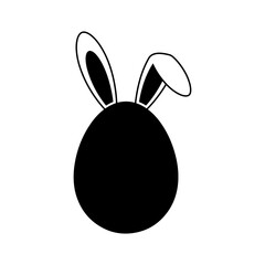 Rabbit with egg silhouette icon vector flat design.