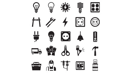 Electrical Plug, Socket And Energy Icons