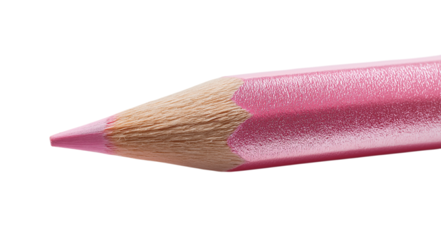 Pink Colored Pencil Tip Close-Up Isolated on White