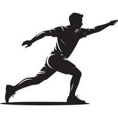 Silhouette of a man stretching his arm out while running in a white background illustration on transparent background