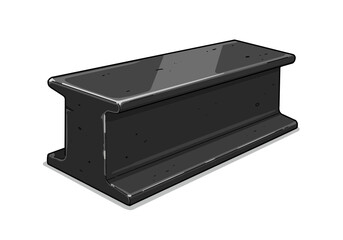 Steel I-Beam Illustration – Heavy Metal Construction Support Icon, Black Structural Beam Drawing for Architecture, Engineering, Industry, and Building Design


