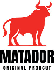 A red bull silhouette against a white background, bold black text "MATADOR ORIGINAL PRODCUT" below

