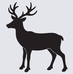 reindeer silhouette vector art illustration, deer silhouette vector