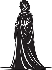 Naklejka premium Elegant Muslim Woman Silhouette – Modern Abaya Vector Illustration of Grace and Style