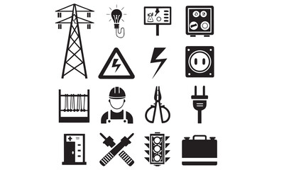 Electrical Plug, Socket And Energy Icons