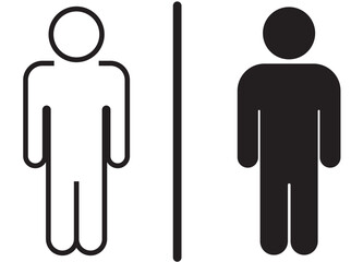 Male Symbol Icons – Outline and Solid Style Human Figure for Signage and Infographics

