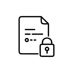 Outline icon a document with a padlock file secure