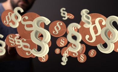 3D rendering of paragraph symbols, perfect for legal, law, and justice concepts.