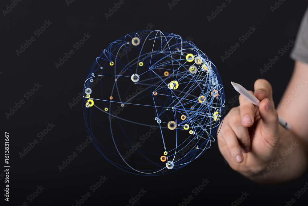 Aufkleber abstract image of a global network, data visualization, connection, and technology.