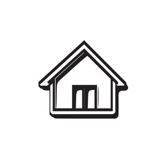 Fototapeta premium A simple black and white house icon isolated on white background represents home and shelter Vector Art