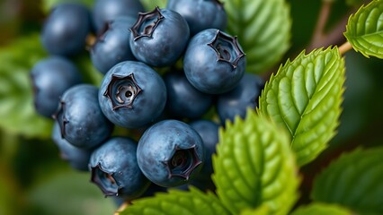 A close-up of vibrant blueberry leaves, showcasing nature's intricate details and greenery.