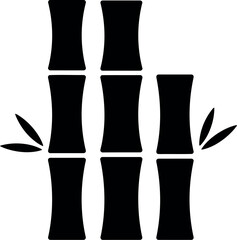 Minimalist black bamboo stalks silhouette