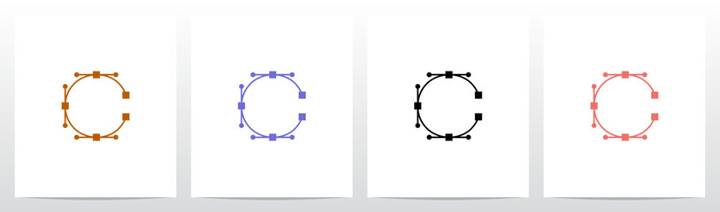 Path Pen Tool Anchor Bezier Letter Initial Logo Design C