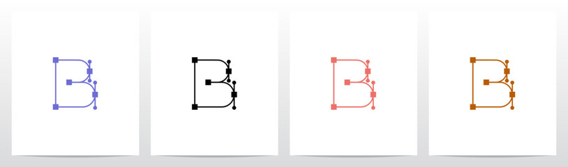 Path Pen Tool Anchor Bezier Letter Initial Logo Design B