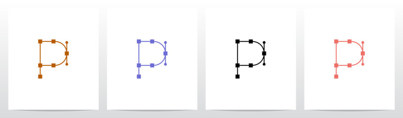 Path Pen Tool Anchor Bezier Letter Initial Logo Design P