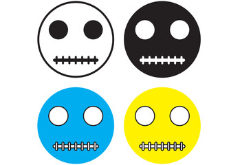Minimalist CMYK Skull Faces with Zipper Mouths – Pop Art Style Icons