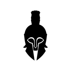 Spartan helmet silhouette icon vector flat design.