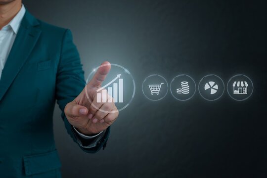 Person interacting with futuristic holographic identity verification system - Powered by Adobe