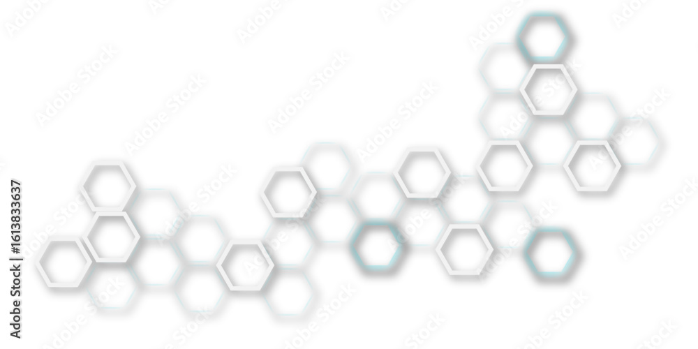 Fototapete an abstract arrangement of interconnected hexagonal shapes in subtle white and light gray, with soft