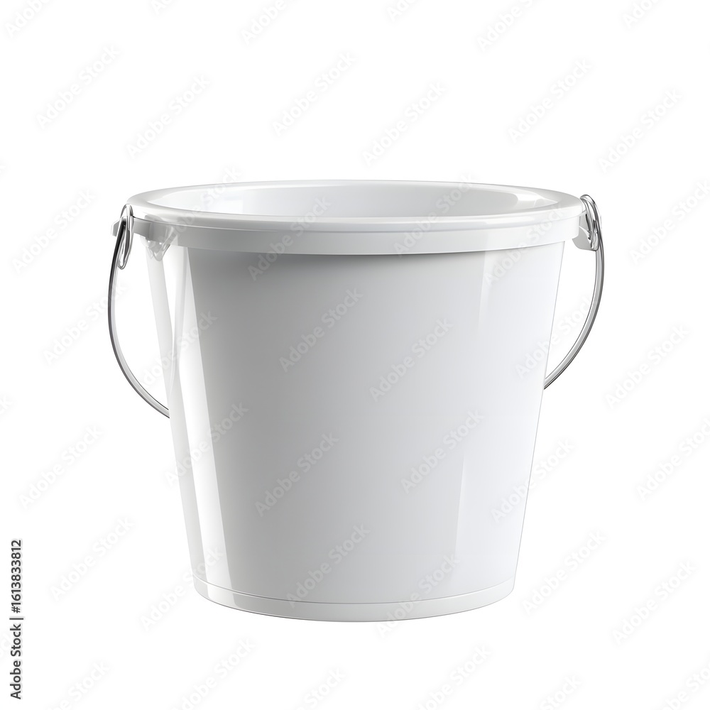 Fototapete clean empty white bucket in 3d rendering isolated on white background