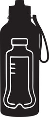 Black and white water bottle silhouette