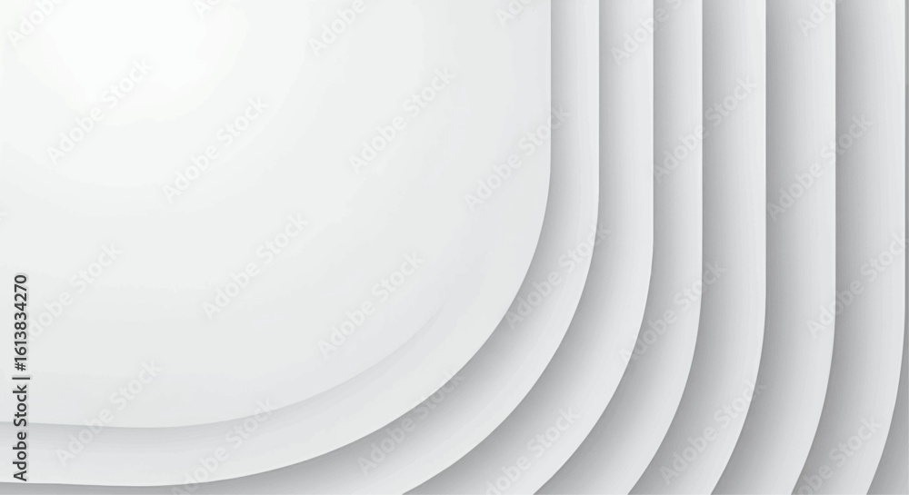 Poster abstract white layered background with curved lines and subtle shading.