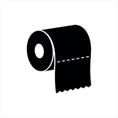 Black silhouette of a roll of toilet paper with a perforated edge hygiene bathroom