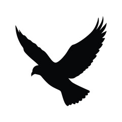 Fototapeta premium Majestic Flying Bird Silhouette. Freedom Symbol Bird. Black Falcon Vector Illustration.