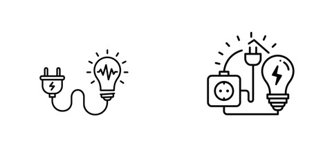 Energy usage icon illustration with plug and light bulb design for eco awareness