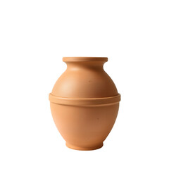 A simple earthenware pot with decorative banding around the shoulder isolated on transparent background
