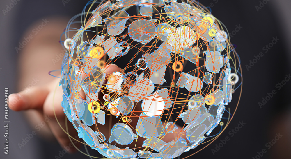 Poster abstract image of a global network, connections, and data. perfect for technology concepts.