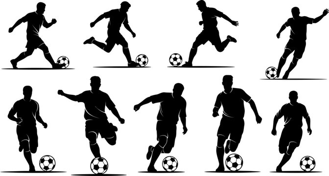 Soccer players silhouettes vector illustration for sports design and graphics - Powered by Adobe