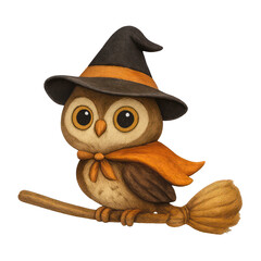 PNG Charming owl in witch attire.