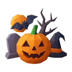 PNG Low-poly Halloween spooky scene
