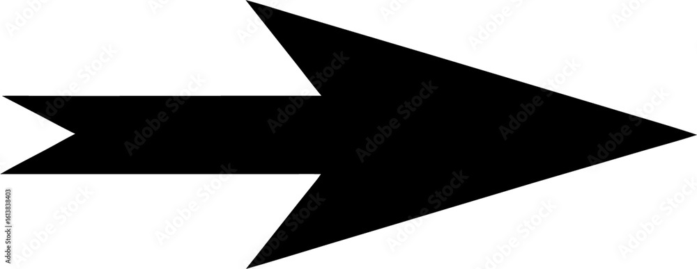 Poster a bold black arrow pointing to the right, isolated on a plain transparent background