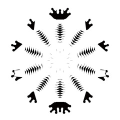 Crown Mandala circular geometric design radiates regal energy Its bold black contrast gives it a striking and modern appeal, suitable for statement prints, logos, or textile patterns.