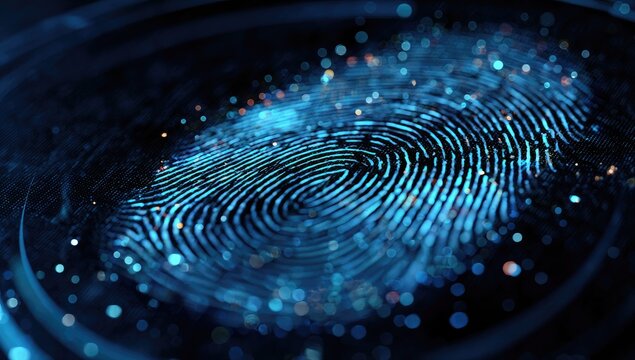 Abstract fingerprint with glowing particles