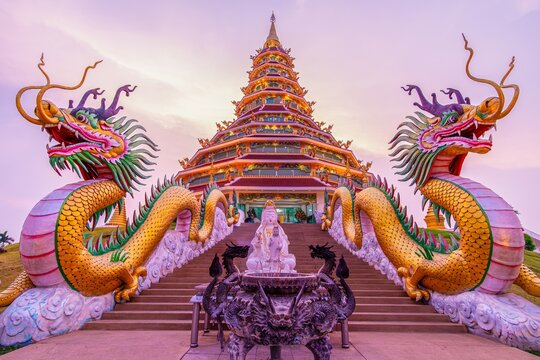 Golden Phop Chok Dhamma Chedi in Wat Huai Pla Kang Temple in Chiang Rai, Thailand