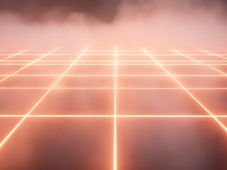 Soft Electric Fog Grid with Warm Haze Layers and Retro-Futuristic Mood