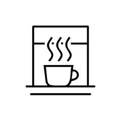 Line art icon a steaming cup tea on a saucer drink beverage