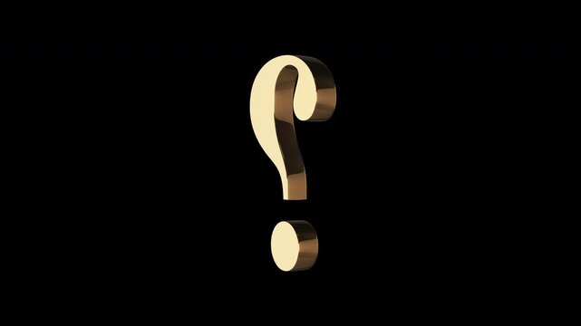 4K Golden Question Mark Animation on Black Background &ndash; Symbol of Curiosity and Inquiry