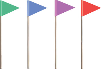 Colorful Triangular Pin Flags on Poles – Map Marker, Party Decoration, Signal Flag Icons