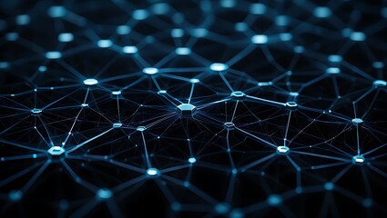 Obraz premium Abstract Technology Network Connection Background with Glowing Nodes and Lines for Data Transfer and Artificial Intelligence